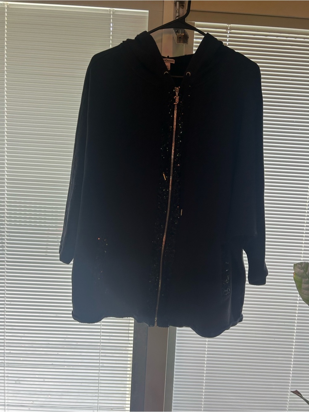 Women's Black Hooded Zip Jacket